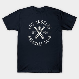 Retro LA Baseball Club Stamp Logo (White) T-Shirt